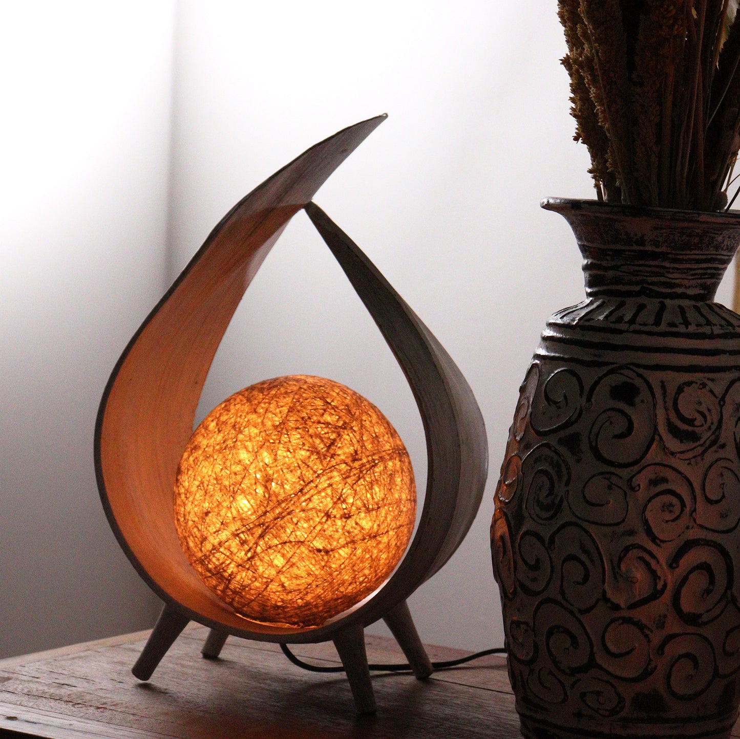 Natural Coconut Lamp UK Plug - Natural Wrapover