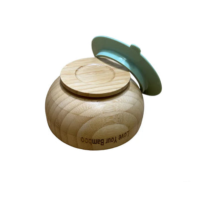 Eco-Friendly Bamboo Baby Suction Plate Feeding Set - Green