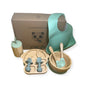 Eco-Friendly Bamboo Baby Suction Plate Feeding Set - Green