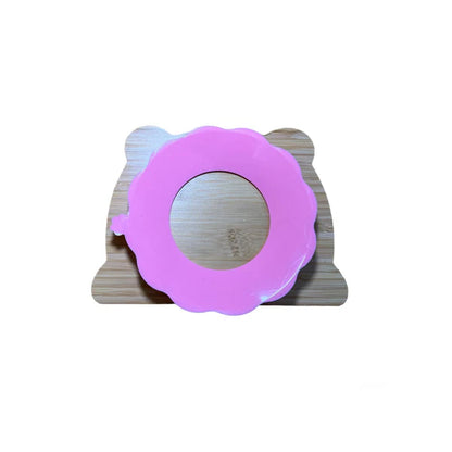 Eco-Friendly Bamboo Baby Suction Plate Feeding Set - Pink