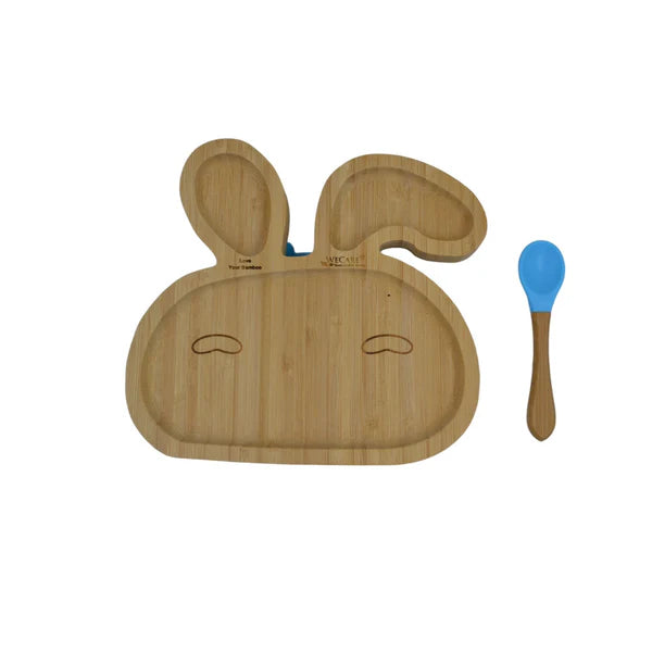 FDA Approved Bamboo Baby Suction Plate and Spoon Set - Bunny Design