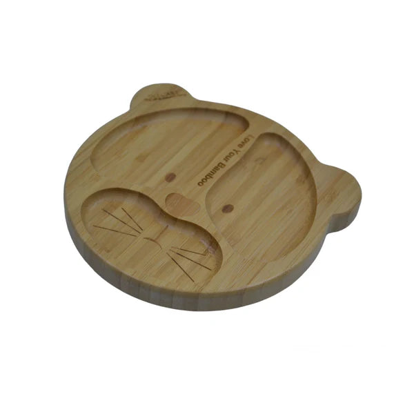 FDA Approved Bamboo Baby Suction Plate and Spoon Set - Bear Design